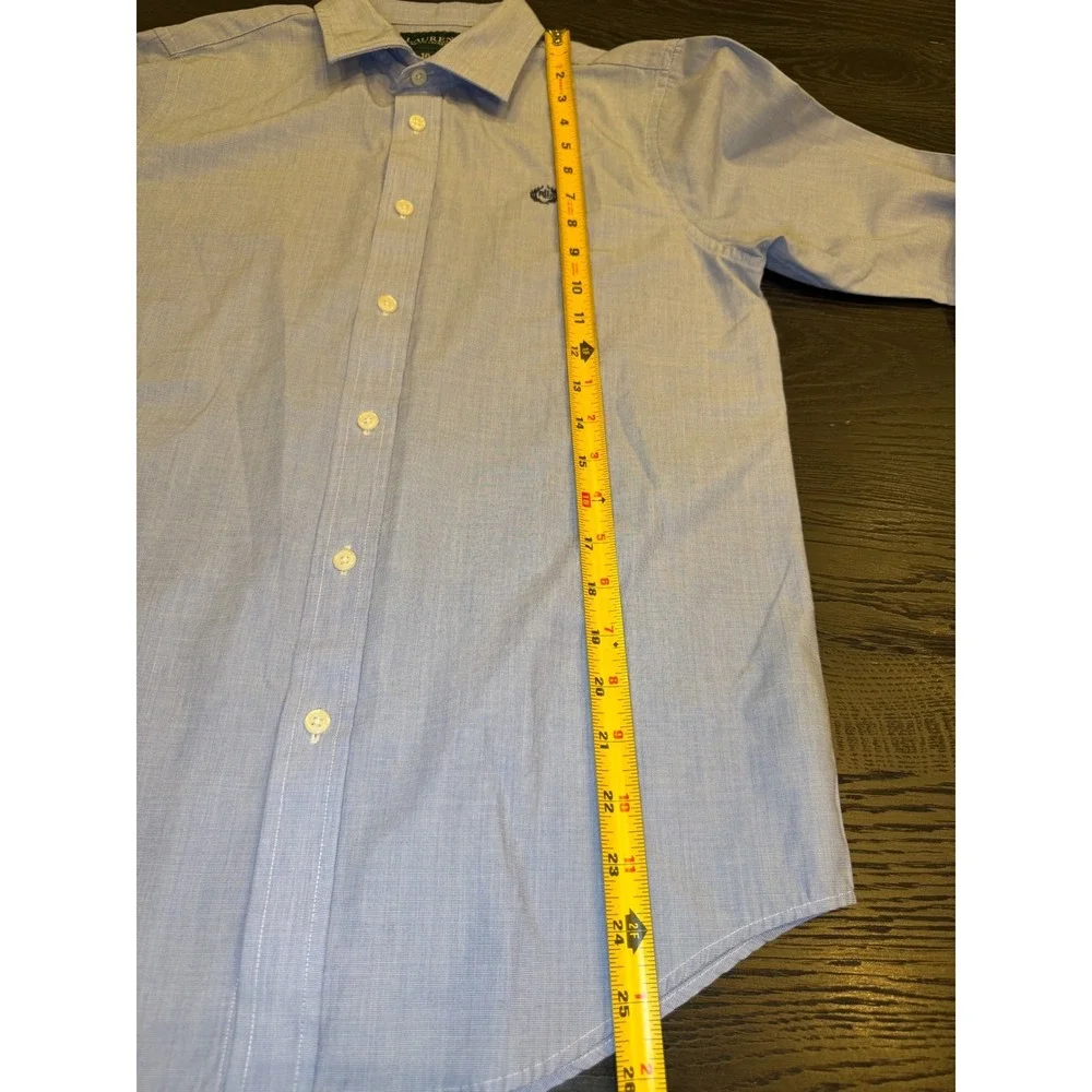Lauren Ralph Lauren Boys Light Blue Micro‎ Check Button Down Shirt Size 16 LRL